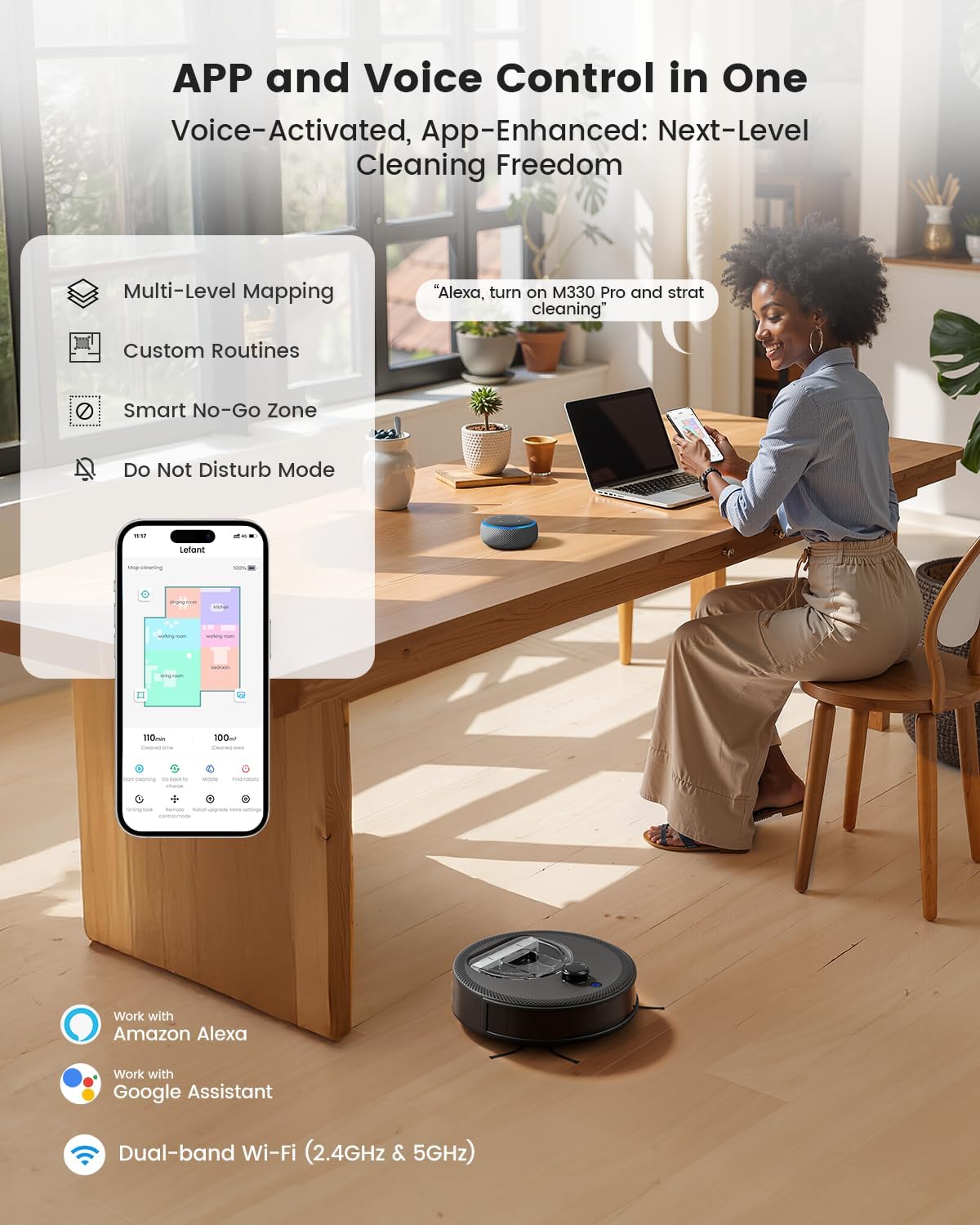 Robot Vacuum Mop 5000Pa LiDAR Smart Pet Hair Cleaner