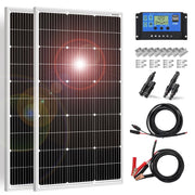 200W Solar Panel Kit 2x100W 18V Mono 20A Controller RV