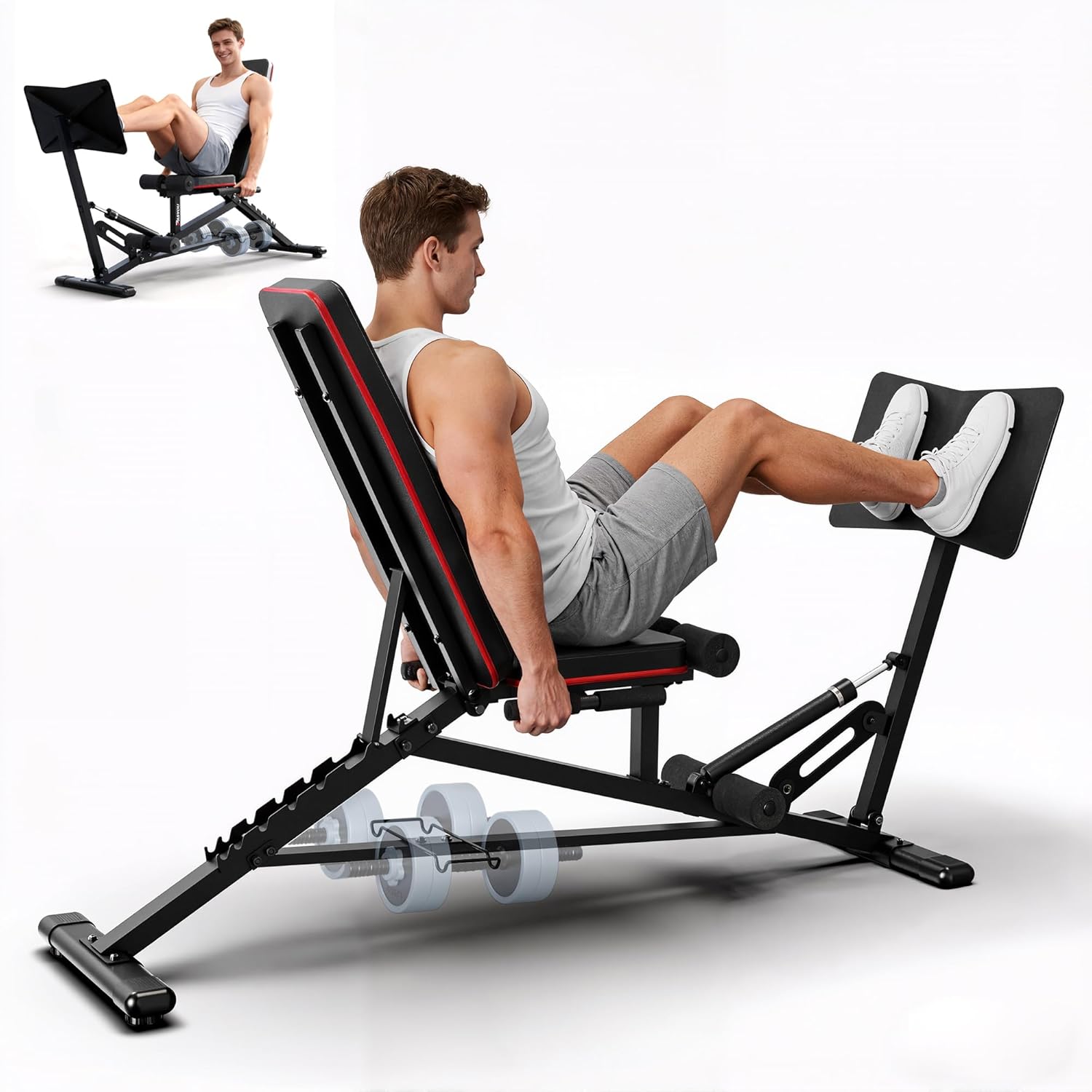 Leg Press Machine Adjustable Weight Bench Leg Extension 1300lb