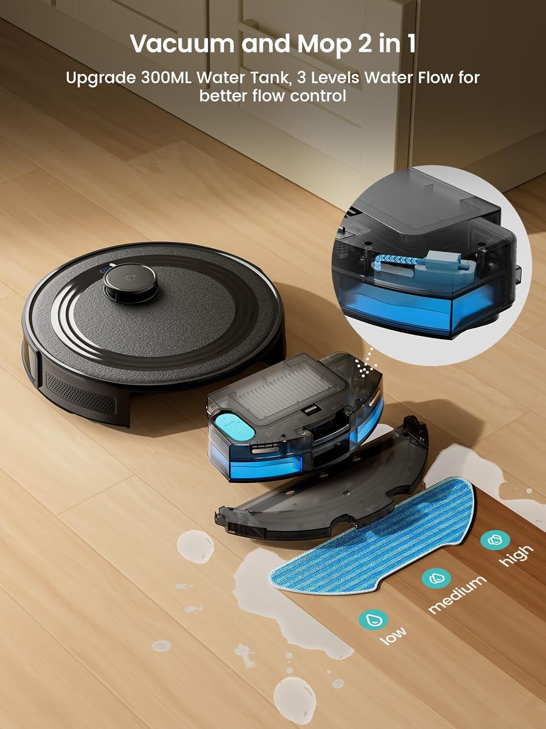 Robot Vacuum Mop 6000Pa LiDAR Mapping WiFi App Smart Auto Clean