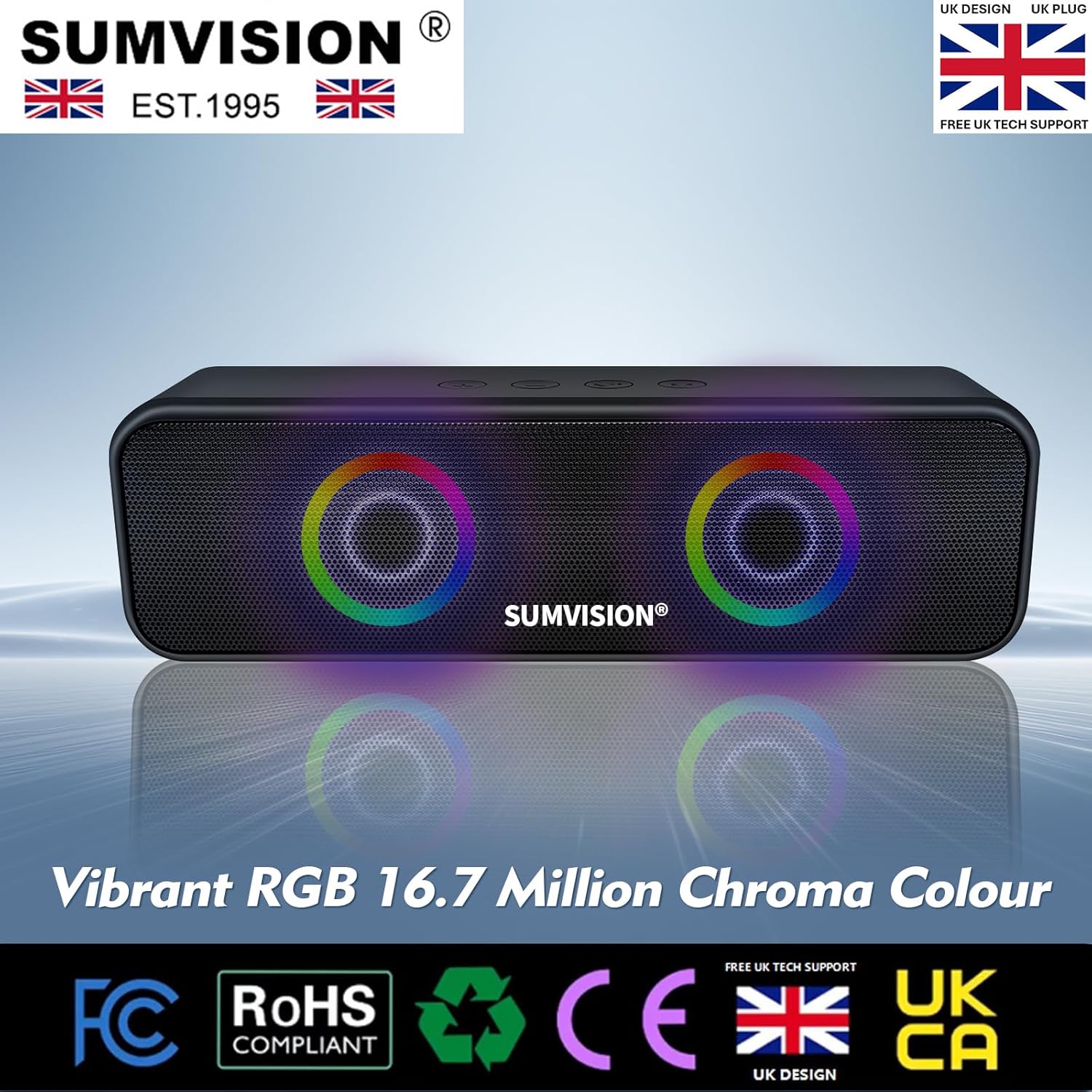 Portable Bluetooth Speaker 24H Playtime RGB Lights TWS USB-C