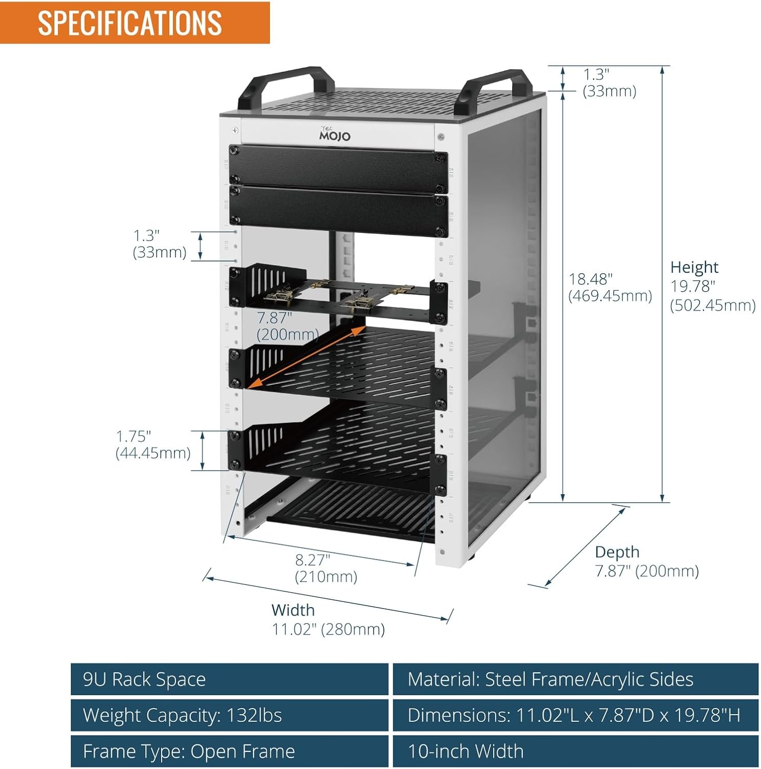 9U 10 Inch Mini Server Rack White with Shelves Panels