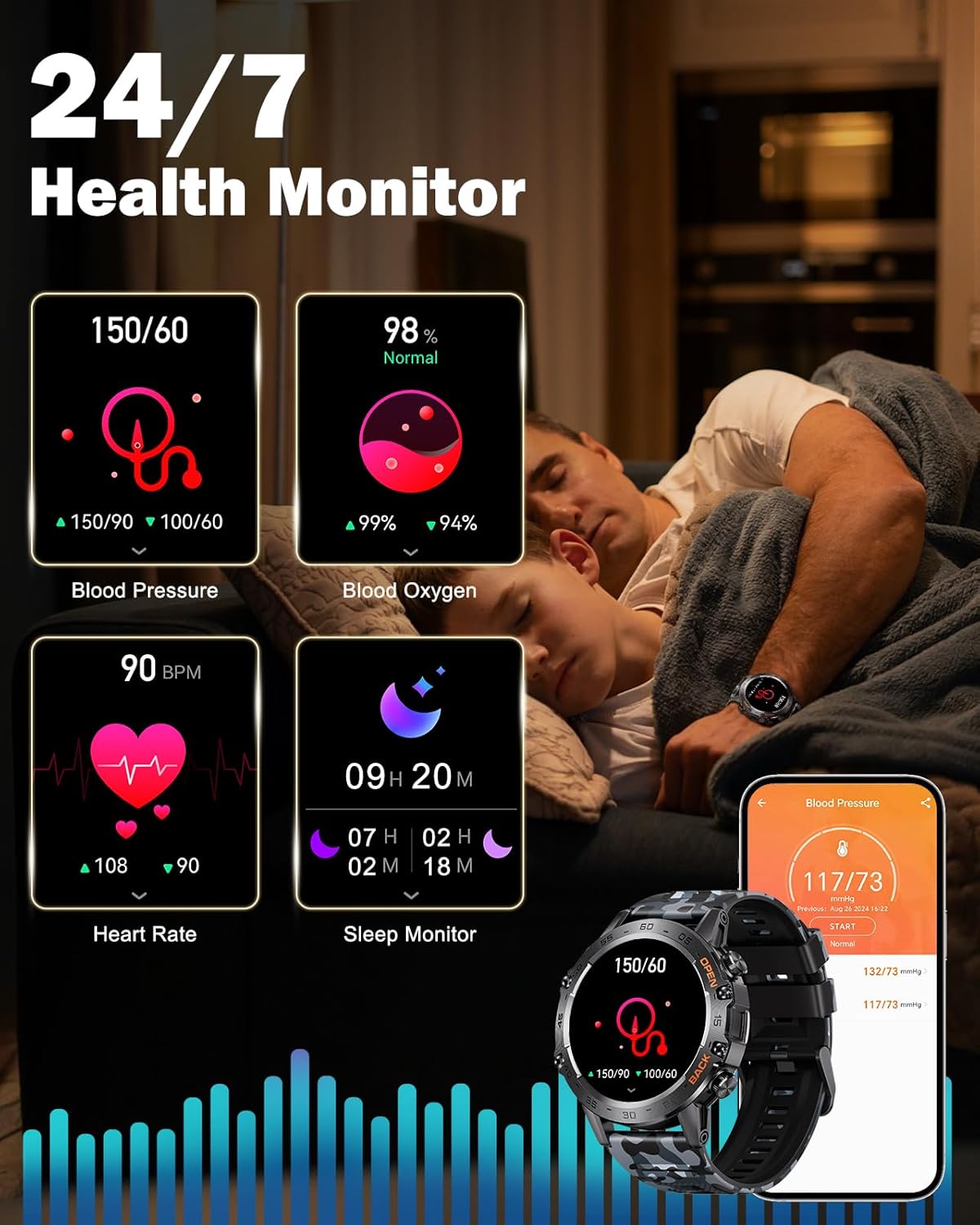 Mens Fitness Smart Watch 106 Sport Modes Green