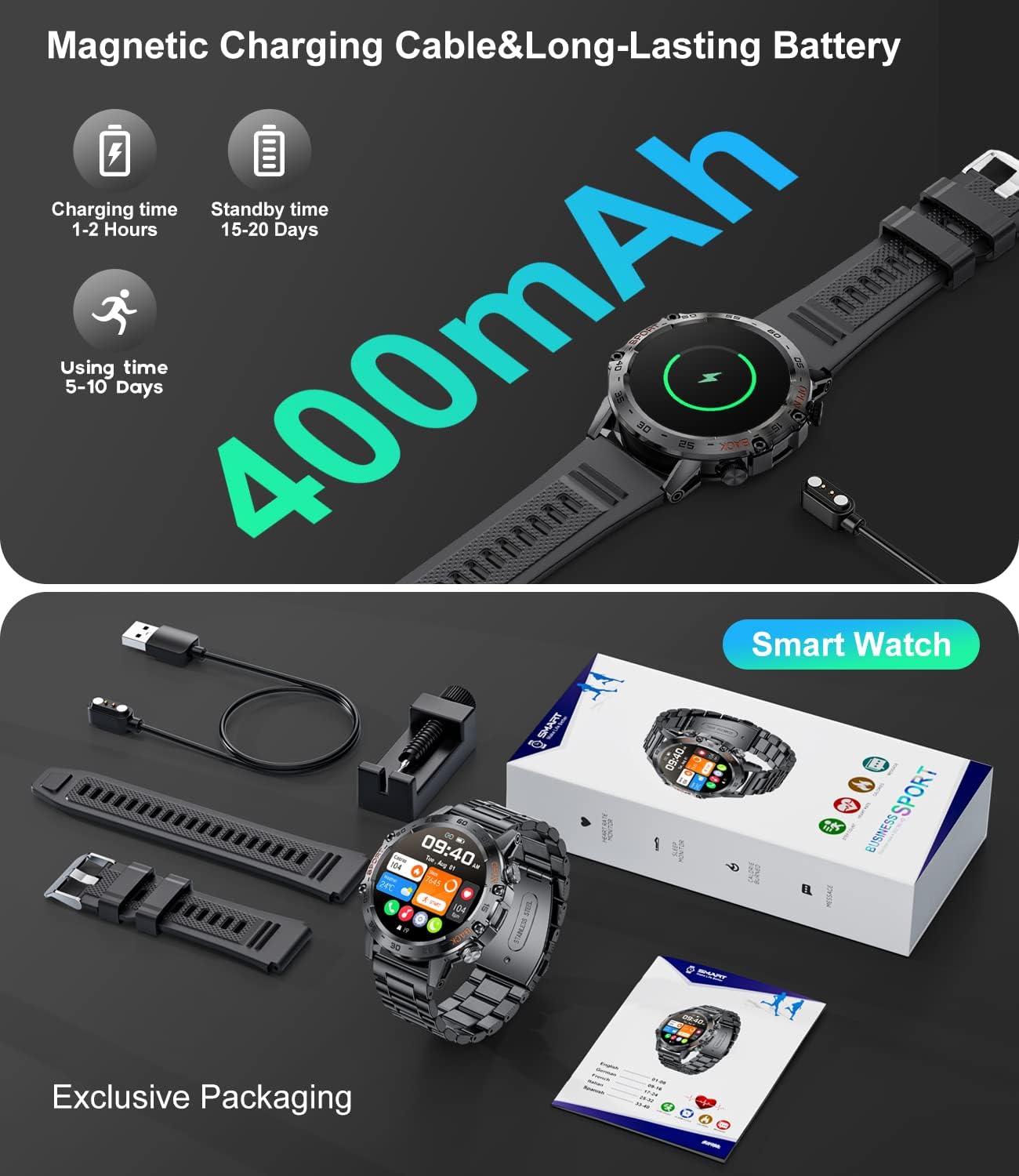 Military Smart Watch Bluetooth Call 100 Sports IP67