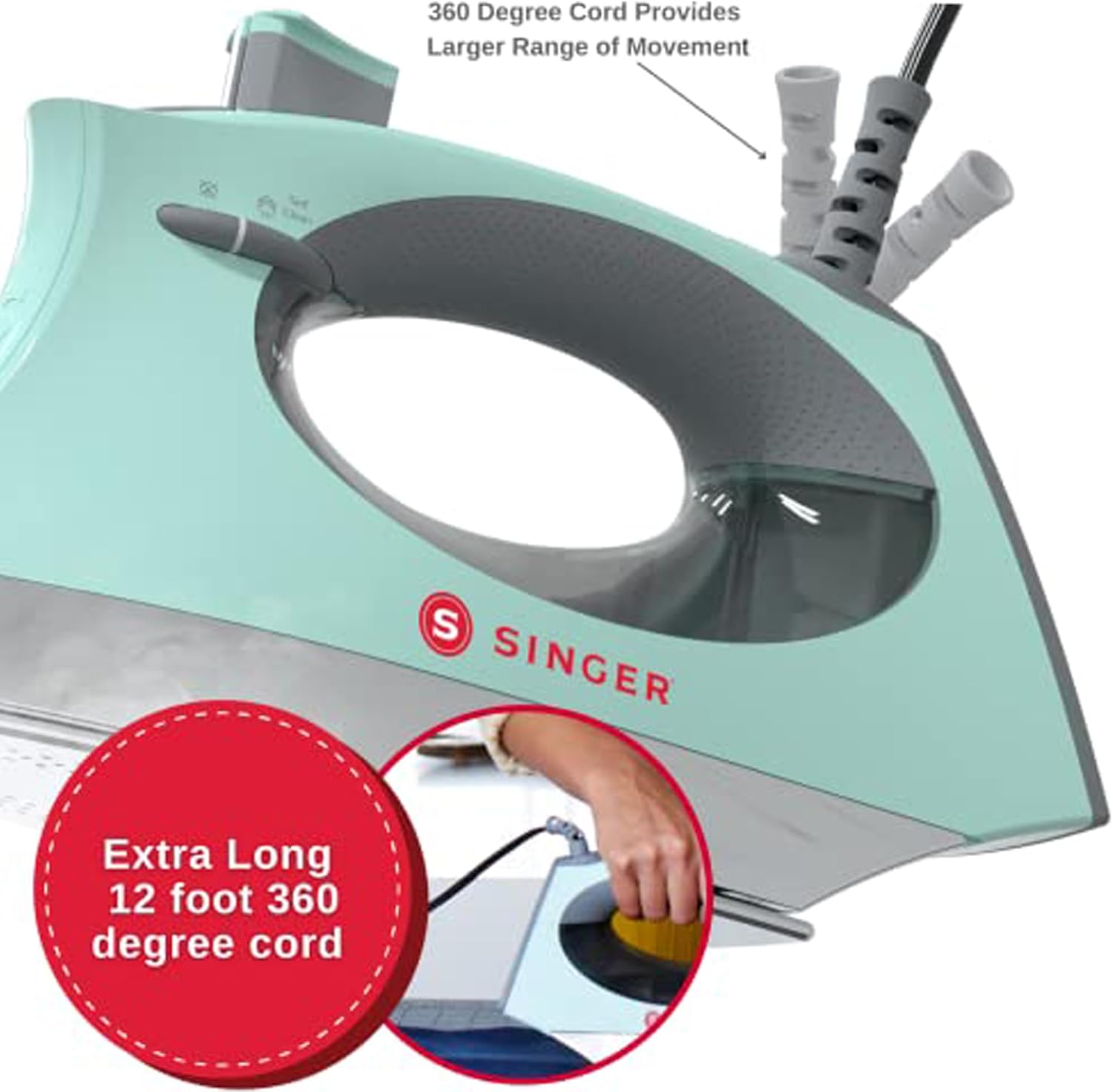 1750W Steam Iron with Auto Shutoff Precision Tip Large Tank