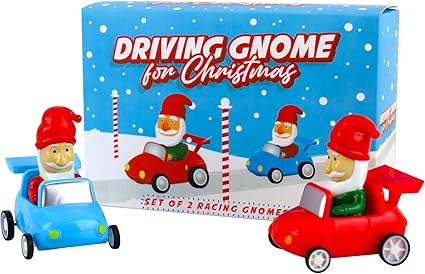 2Pcs Racing Gnome Pull Back Toy Christmas Fun Novelty Gift