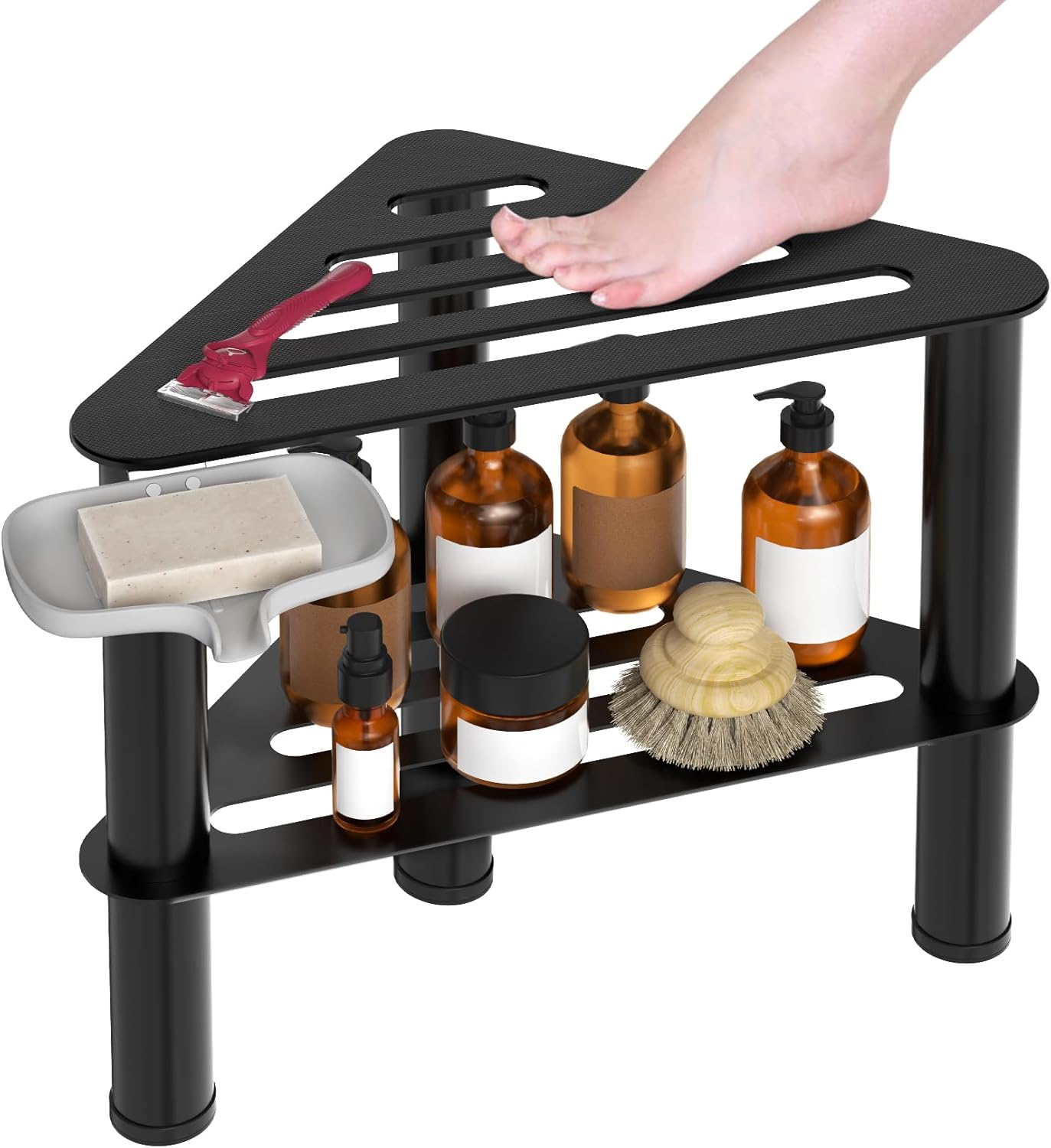 Corner Shower Stool Foot Rest Bench Metal Waterproof Non Slip