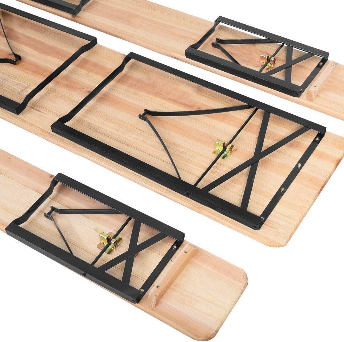 Folding Wooden Picnic Table & Bench Set Portable Beer Garden Set