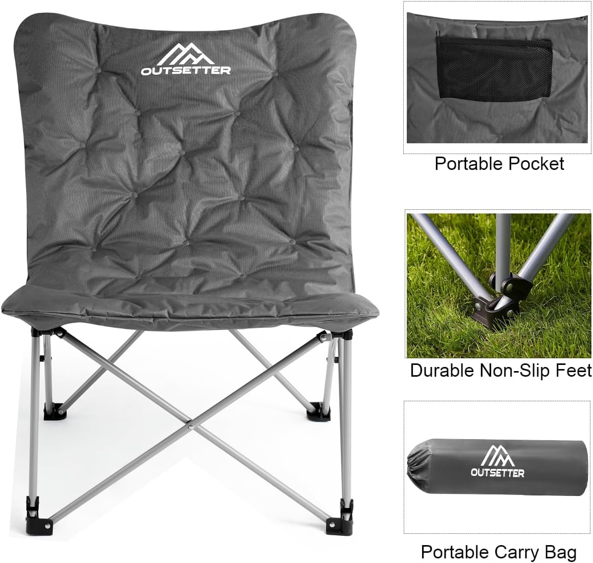 Luxury Padded Moon Camping Chair Folding Outdoor Seat