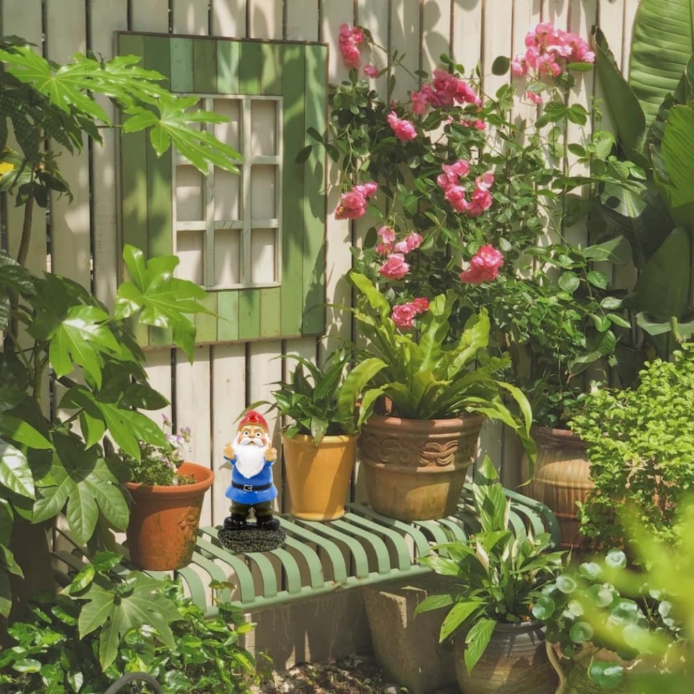 Funny Garden Gnome Middle Finger Statue Naughty Outdoor Decor