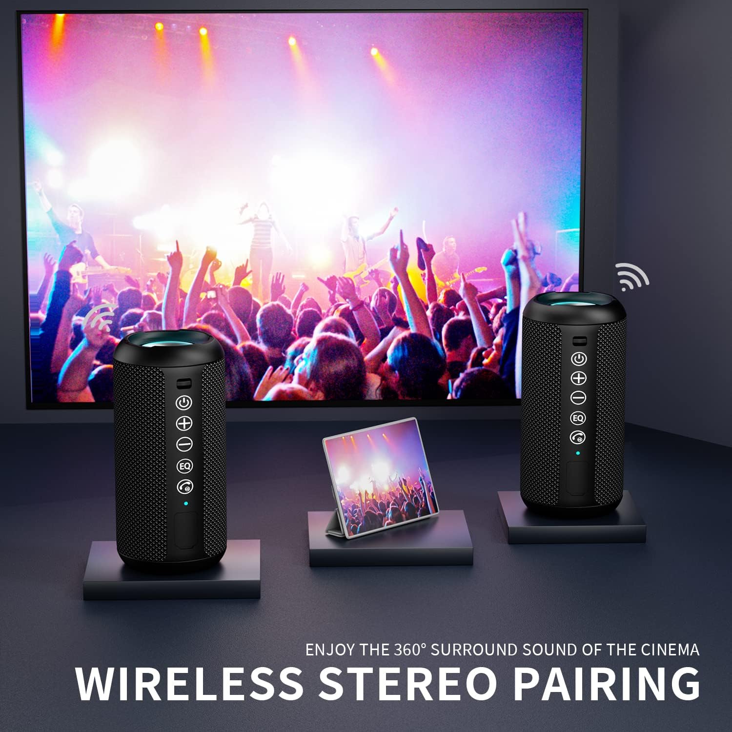 Portable Bluetooth Speaker 24W Waterproof IPX7 30H RGB Lights
