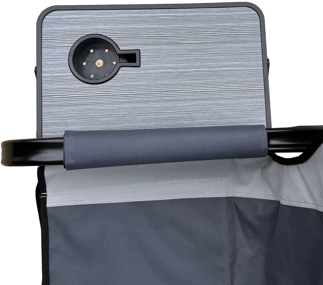 Grey Deluxe Directors Chair Folding Camping Seat Table