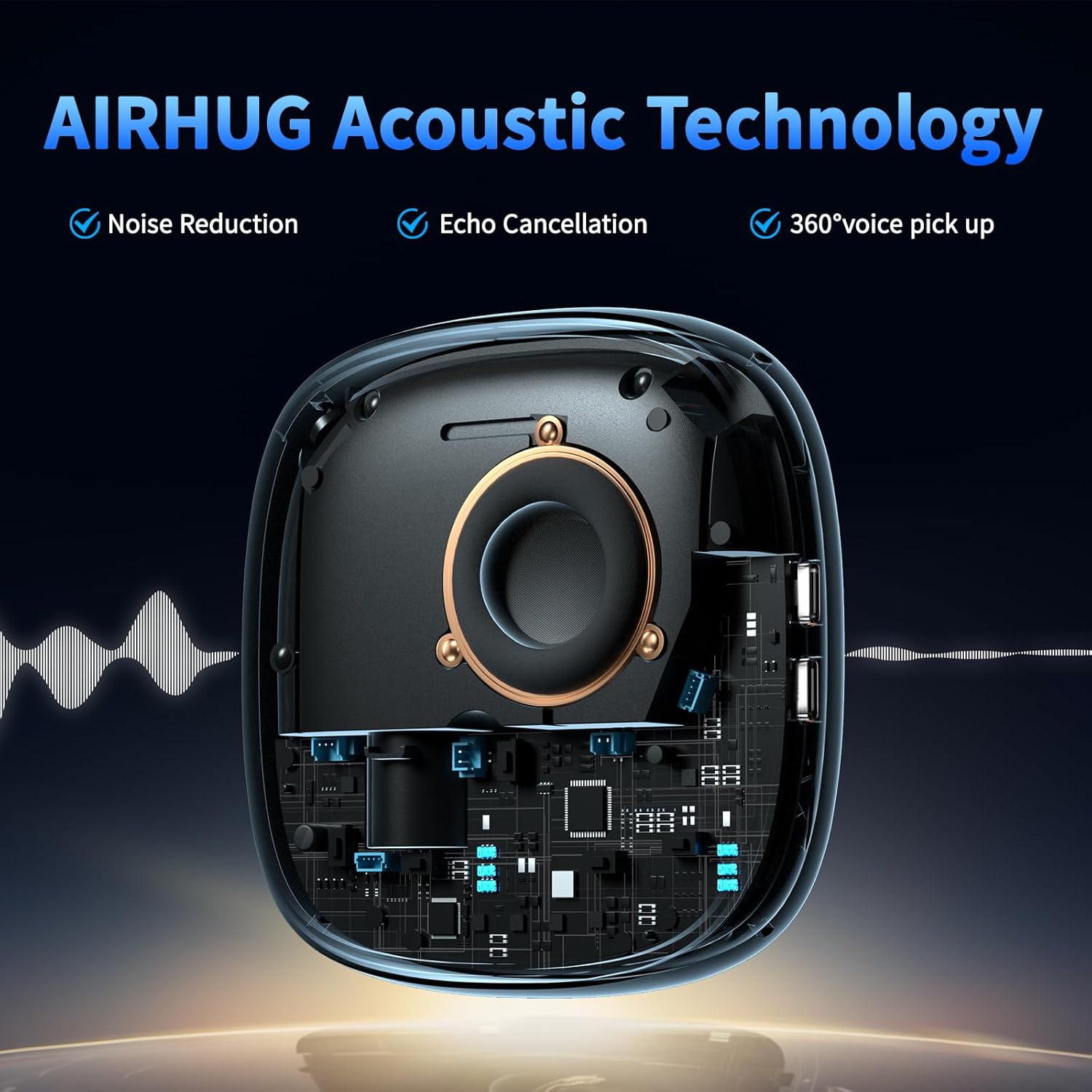USB Bluetooth Conference Speakerphone 360 Mic Noise Cancel