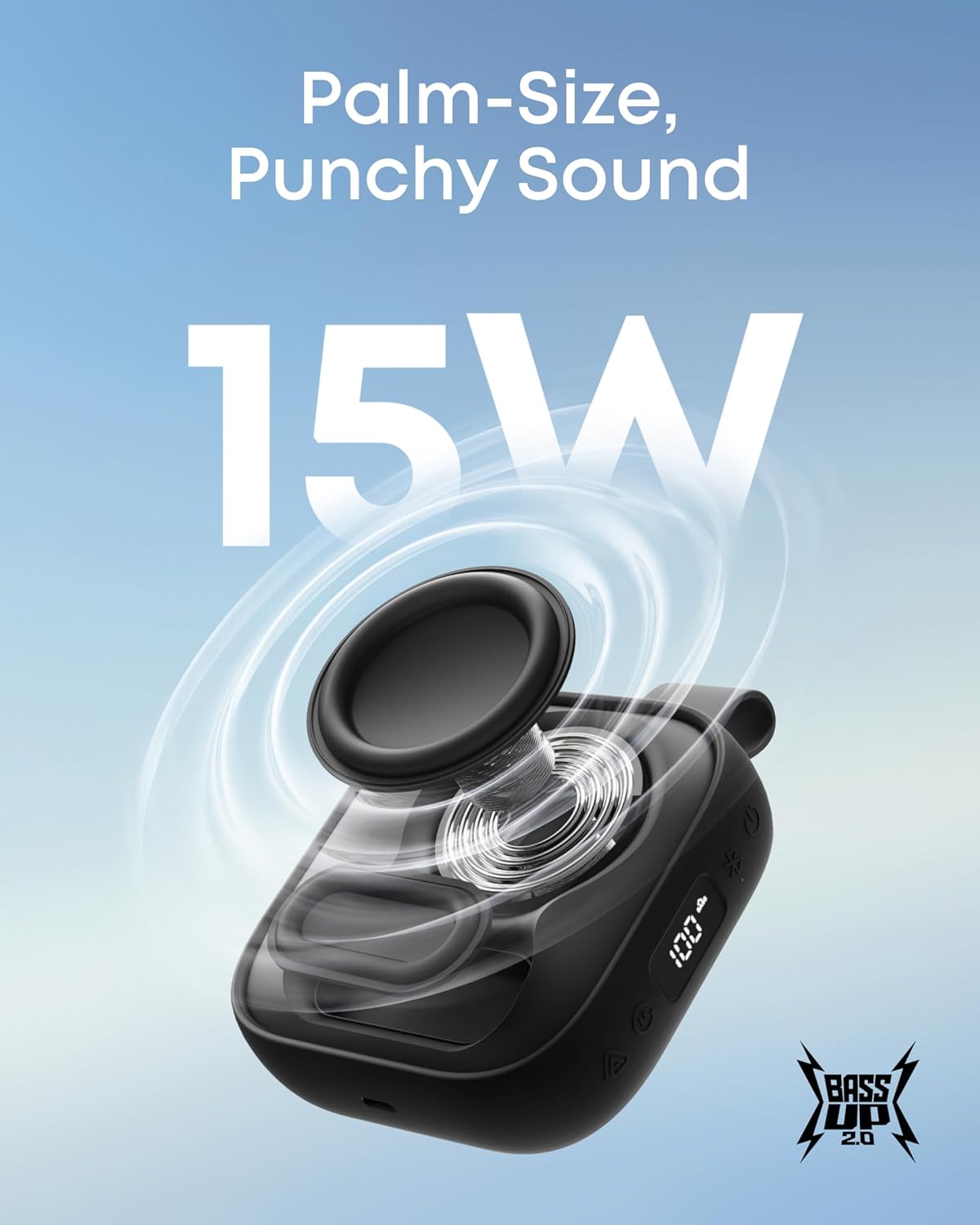 Mini Bluetooth Speaker 15W Waterproof IP68 24H Playtime LED