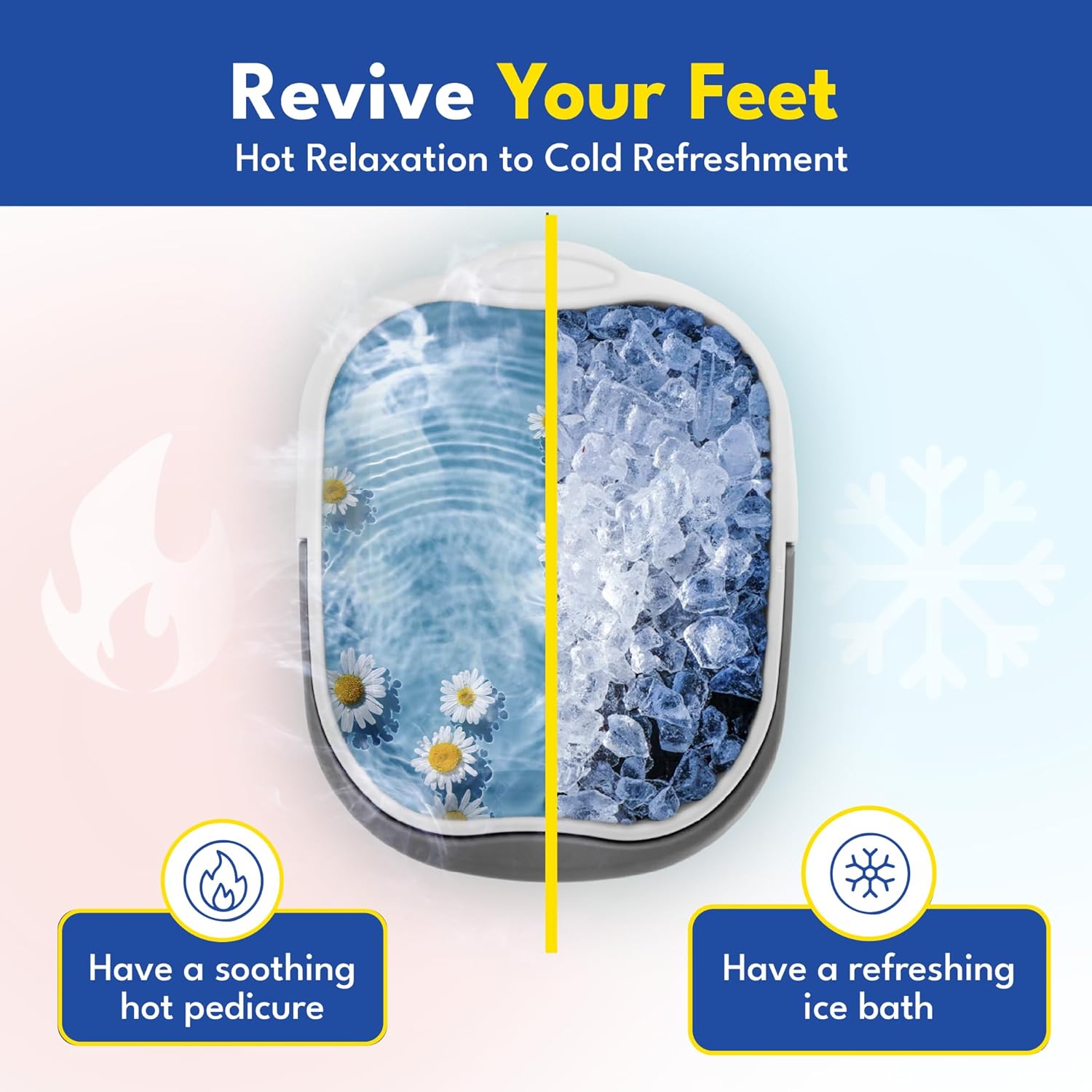 Collapsible Foot Bath Tub Acupressure Pedicure Basin Portable