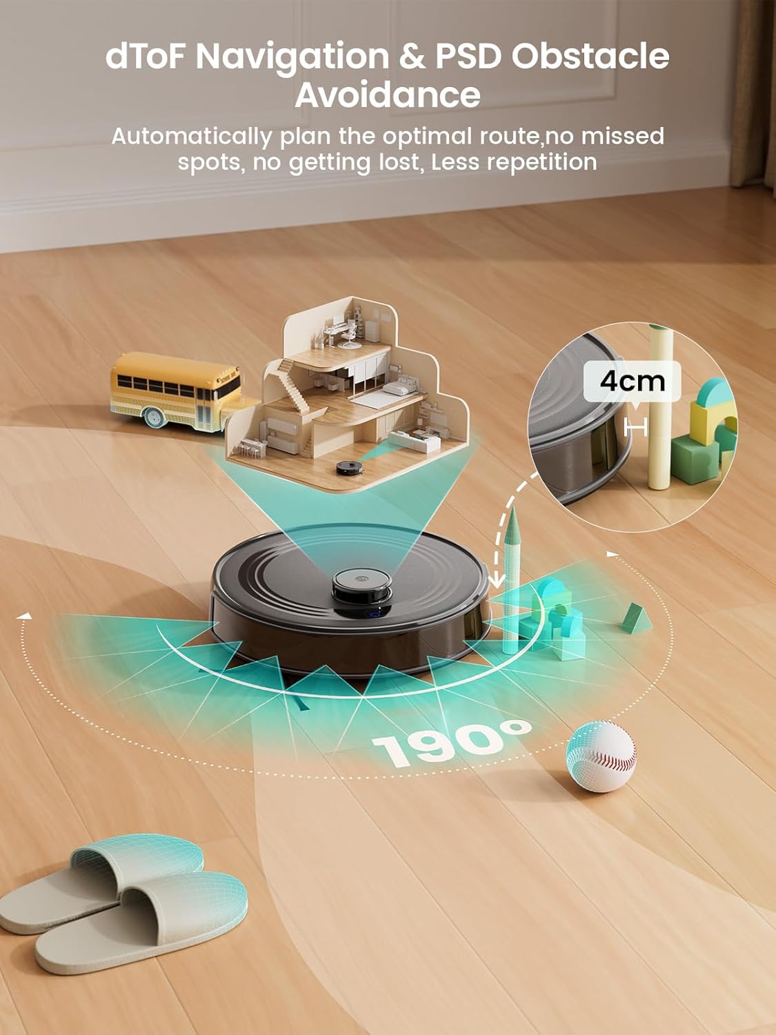 Robot Vacuum Mop 6000Pa LiDAR Mapping WiFi App Smart Auto Clean