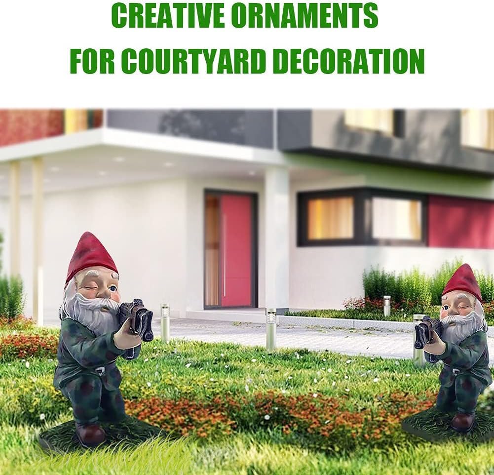 Military Garden Gnome Set Funny Army Gnomes Resin Outdoor Decor