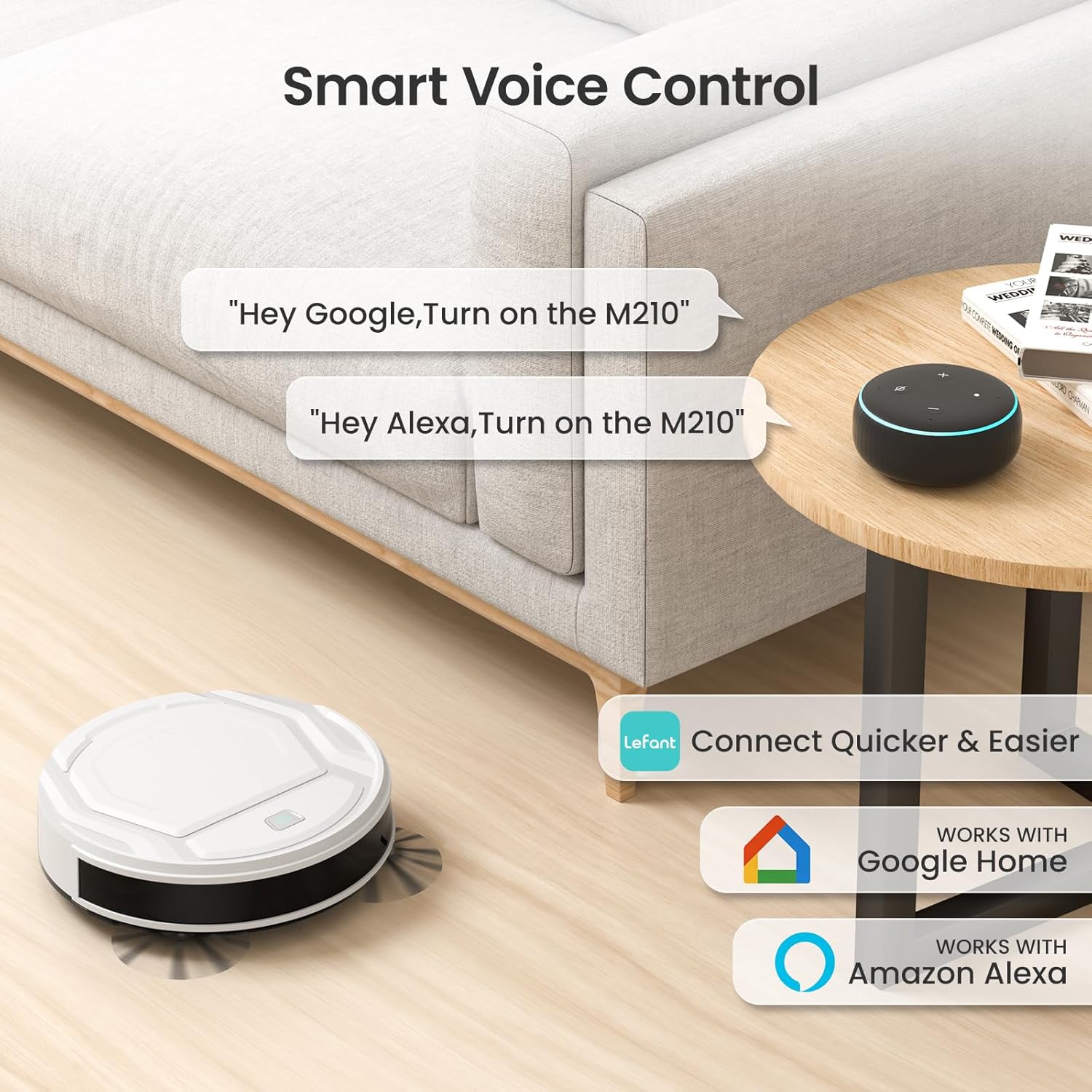 Robot Vacuum 2200Pa Slim Smart Pet Hair Cleaner WiFi