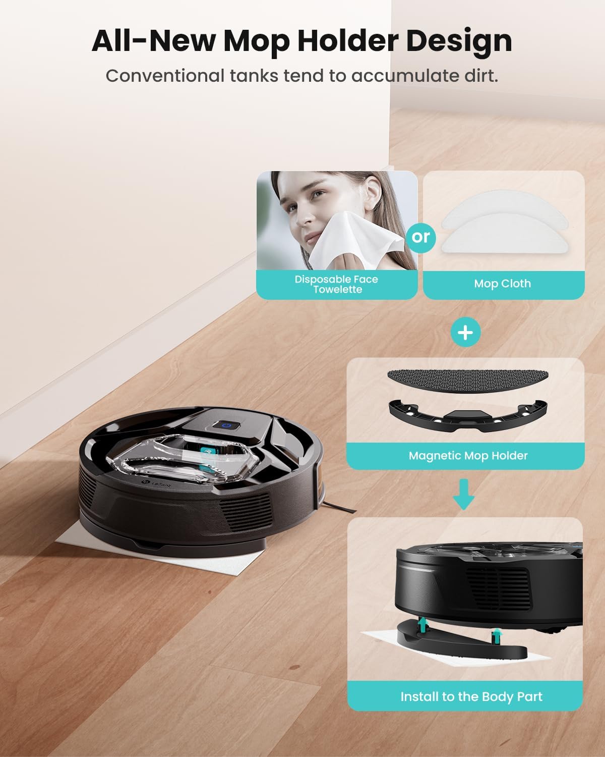 Robot Vacuum Mop 6000Pa Slim 210Min App Alexa Pet Hair