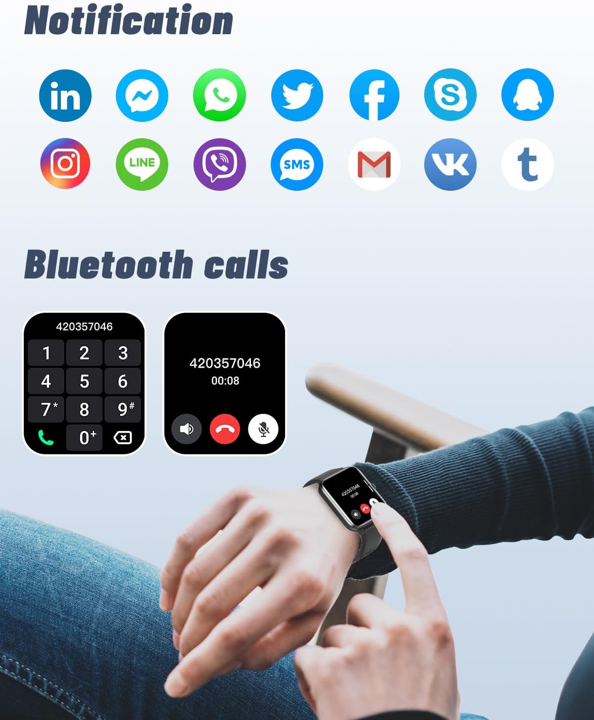 Smart Watch Bluetooth Call Heart Sleep Fitness Tracker