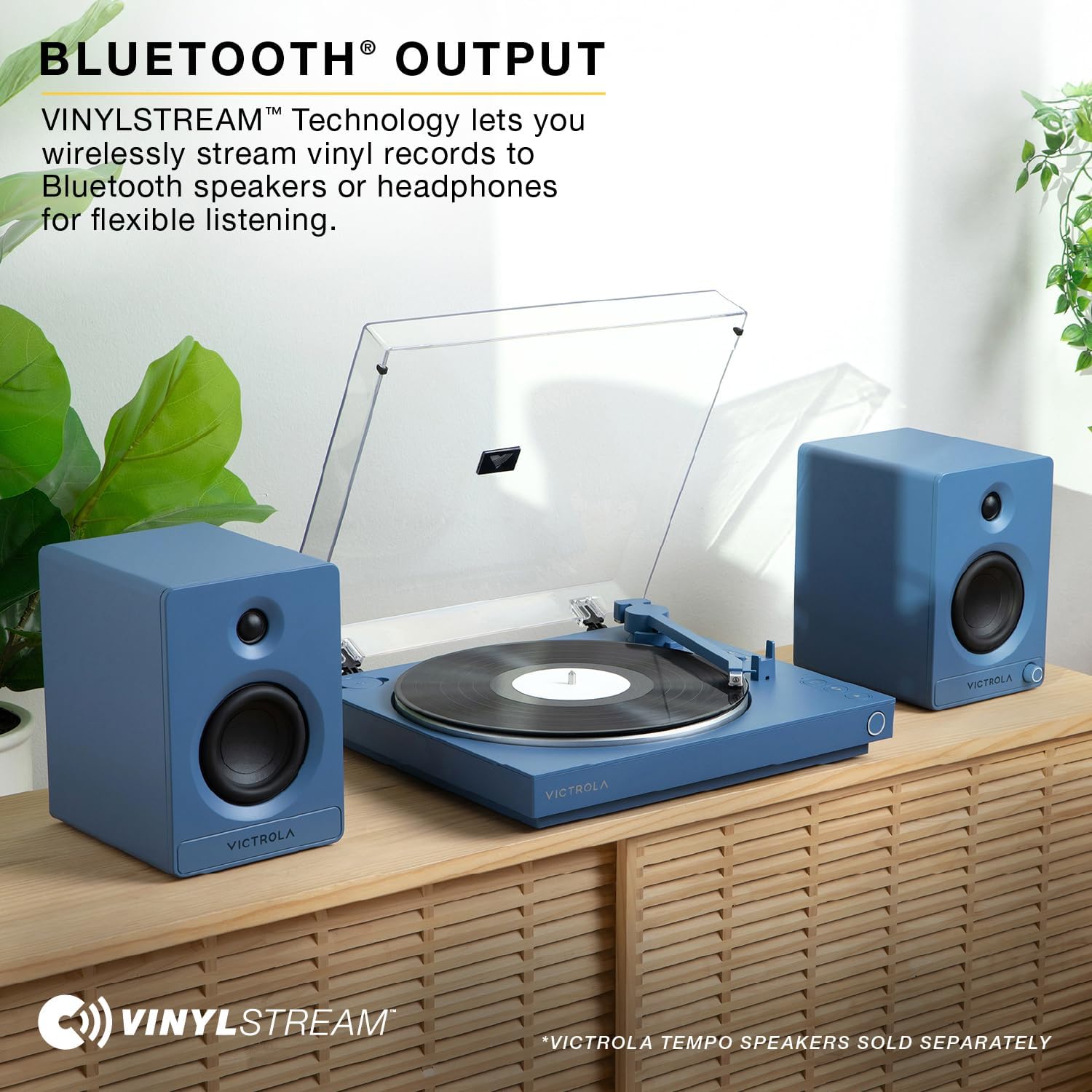 Automatic Bluetooth Turntable 2 Speed Record Player Black