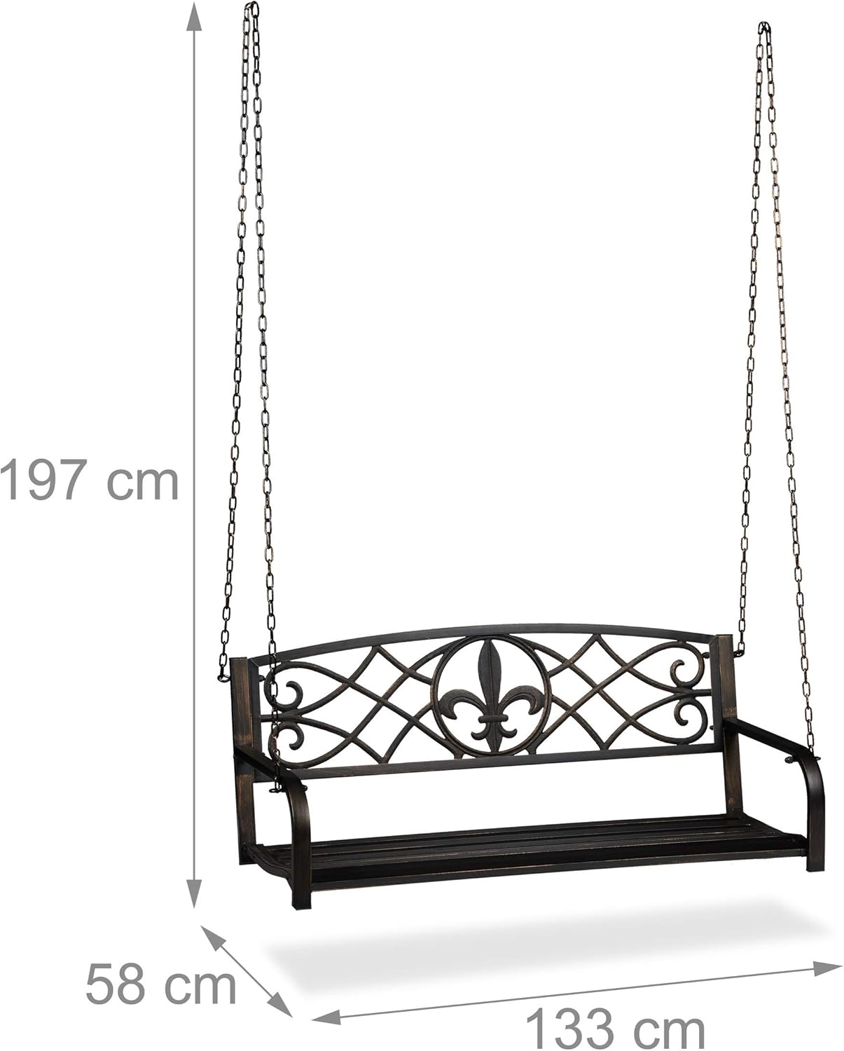 2 Seater Vintage Metal Porch Swing Bench Black Bronze