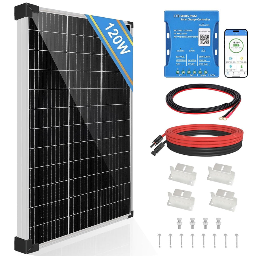 120W Solar Panel Kit Bluetooth 12V RV Boat Charger