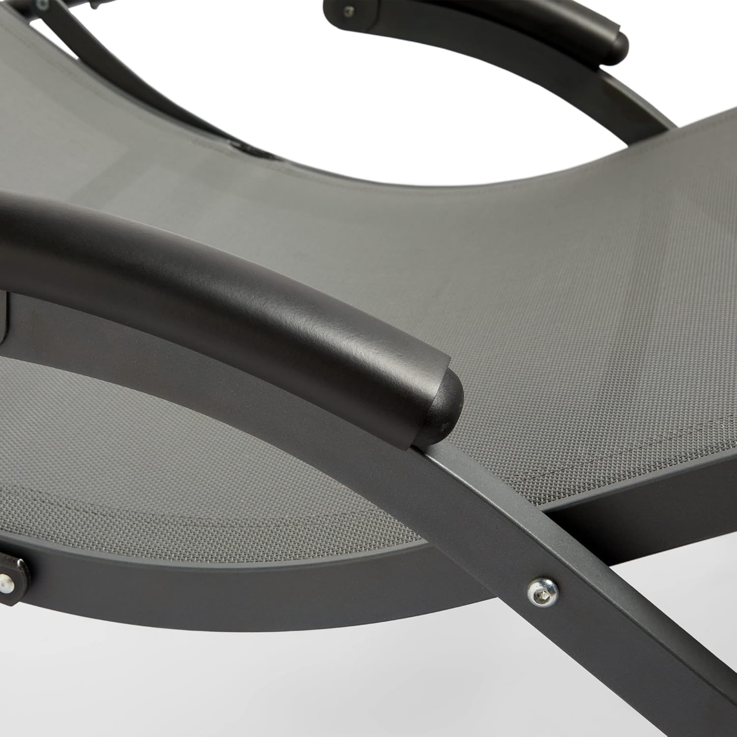 Folding Sun Lounger Reclining Garden Chair Black Textoline