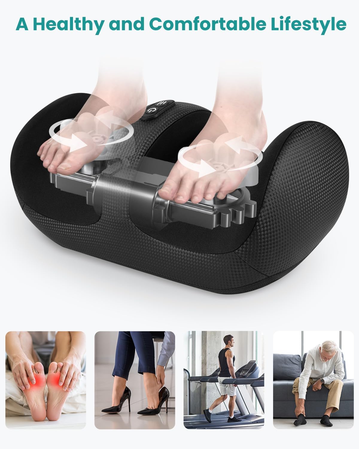 Shiatsu Foot & Calf Massager Heat Roller Compact Pain Relief