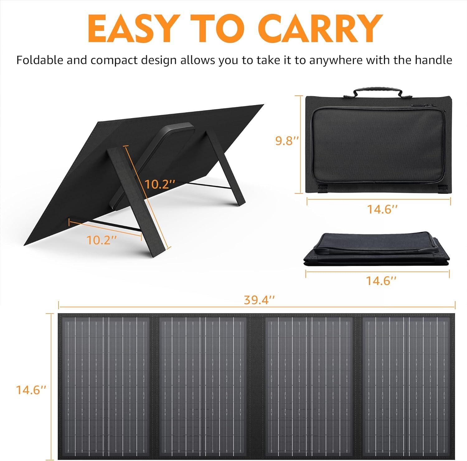 60W Portable Solar Panel Foldable Charger USB C DC Camping Power
