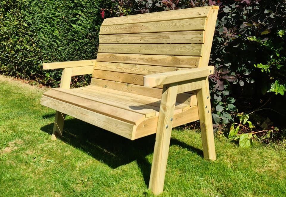 2 Seater Wooden Garden Bench Heavy Duty Pressure Treated Timber Seat