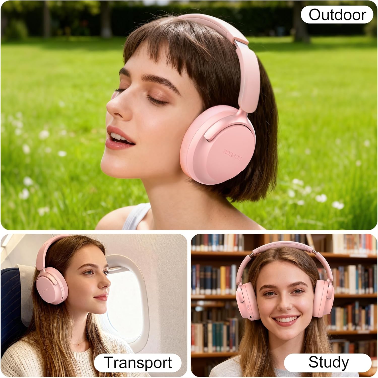 Wireless Over Ear Bluetooth Headphones 50H Playtime Deep Bass 6 EQ