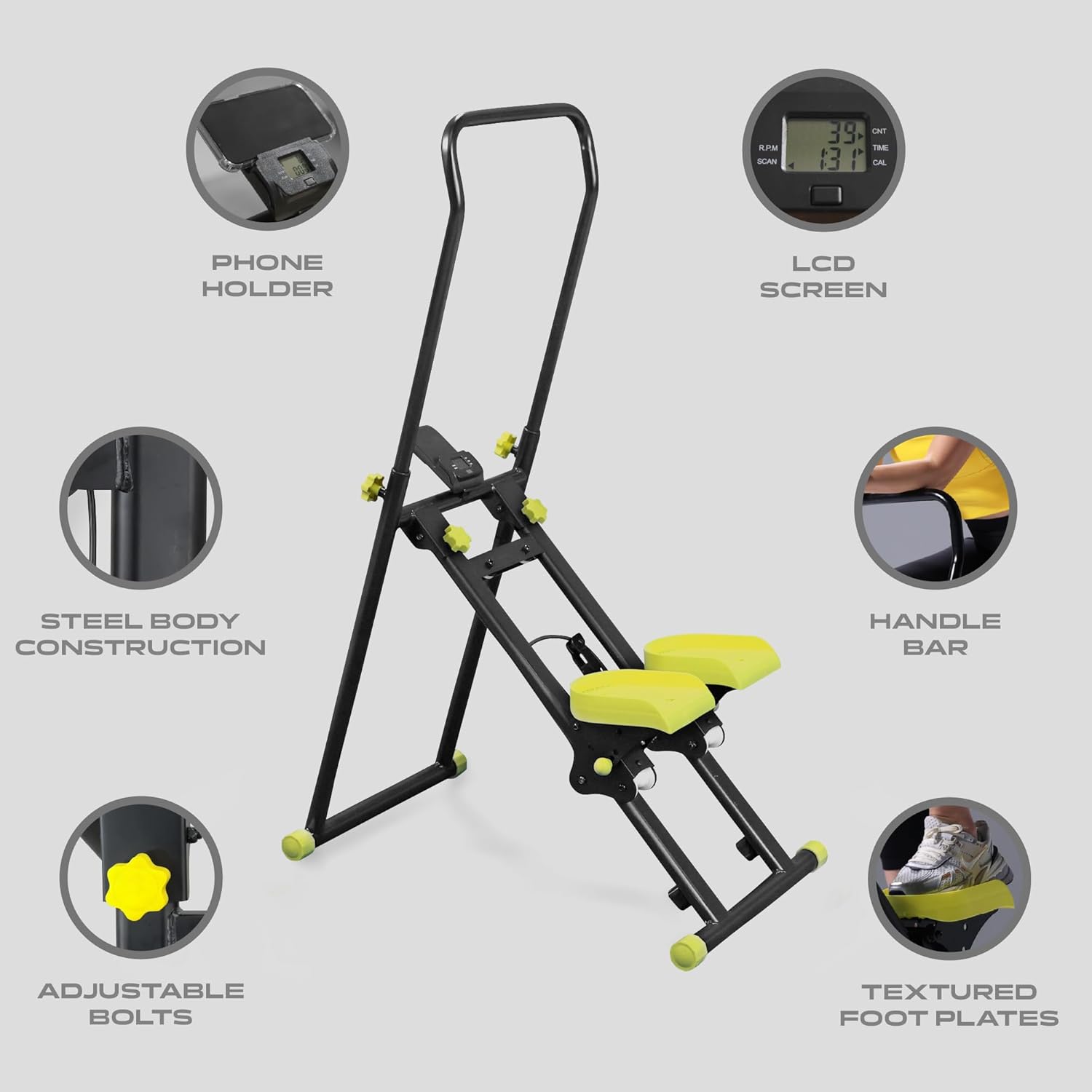Foldable Stair Stepper Machine Cardio Climber LCD Display