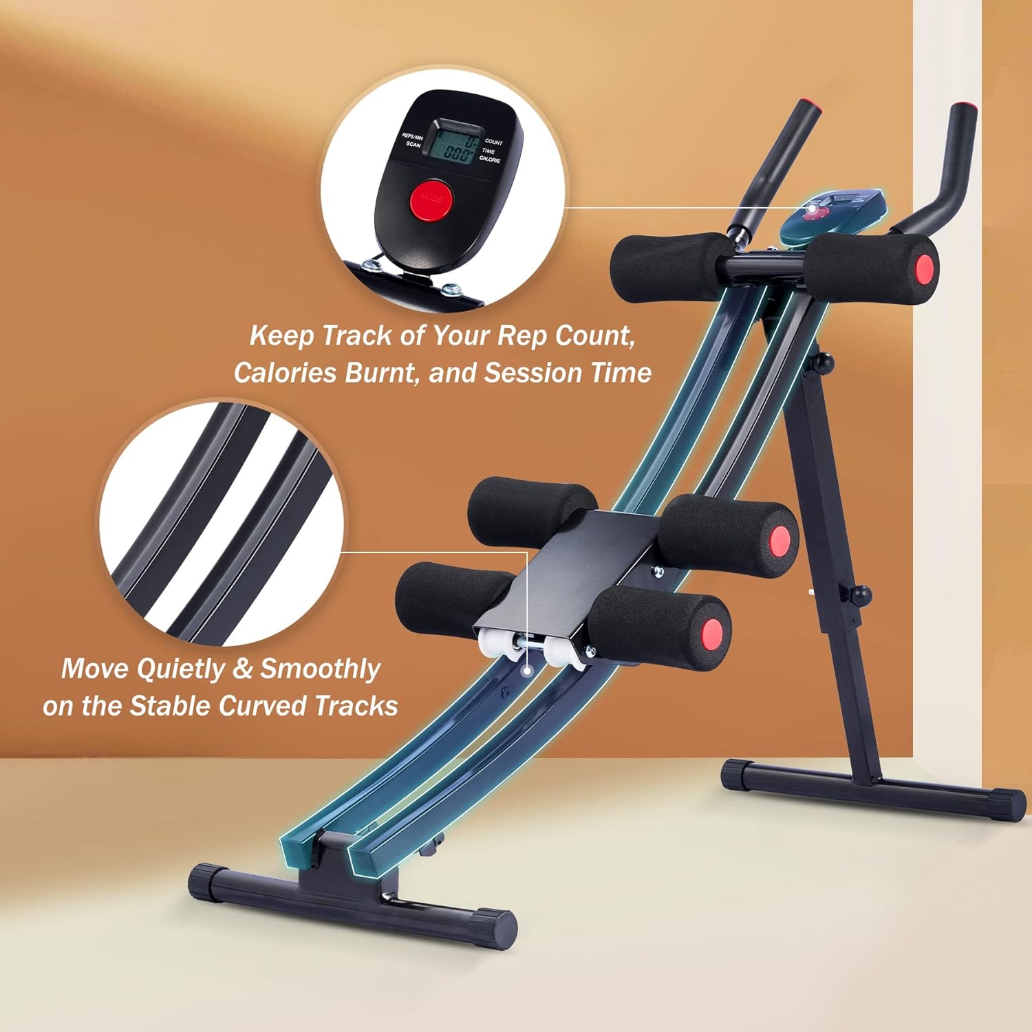 Ab Machine Core Trainer Foldable Abdominal Workout Equipment LCD