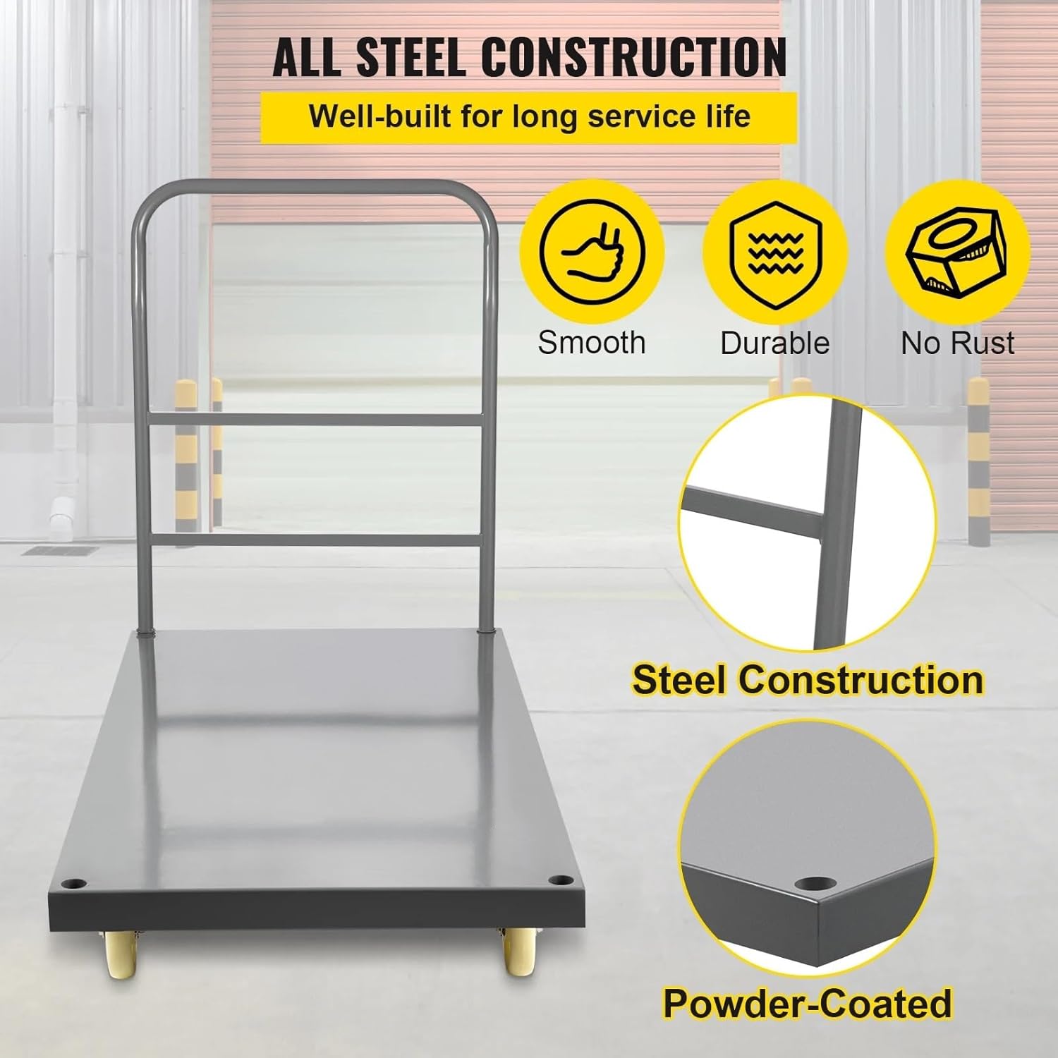 2000LB Steel Flatbed Platform Truck Heavy Duty Dolly