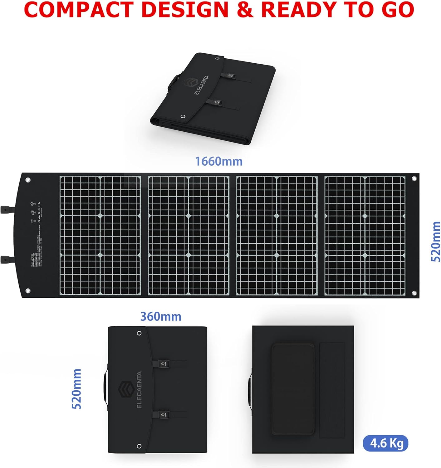 120W Foldable Solar Charger PD45W XT60 Anderson Travel