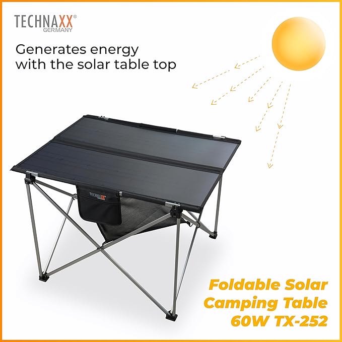 60W Foldable Solar Camping Table USB C USB A DC Output