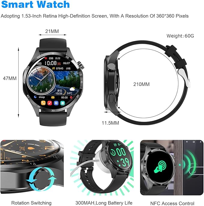 Smart Watch Bluetooth Calls IP68 Fitness Tracker