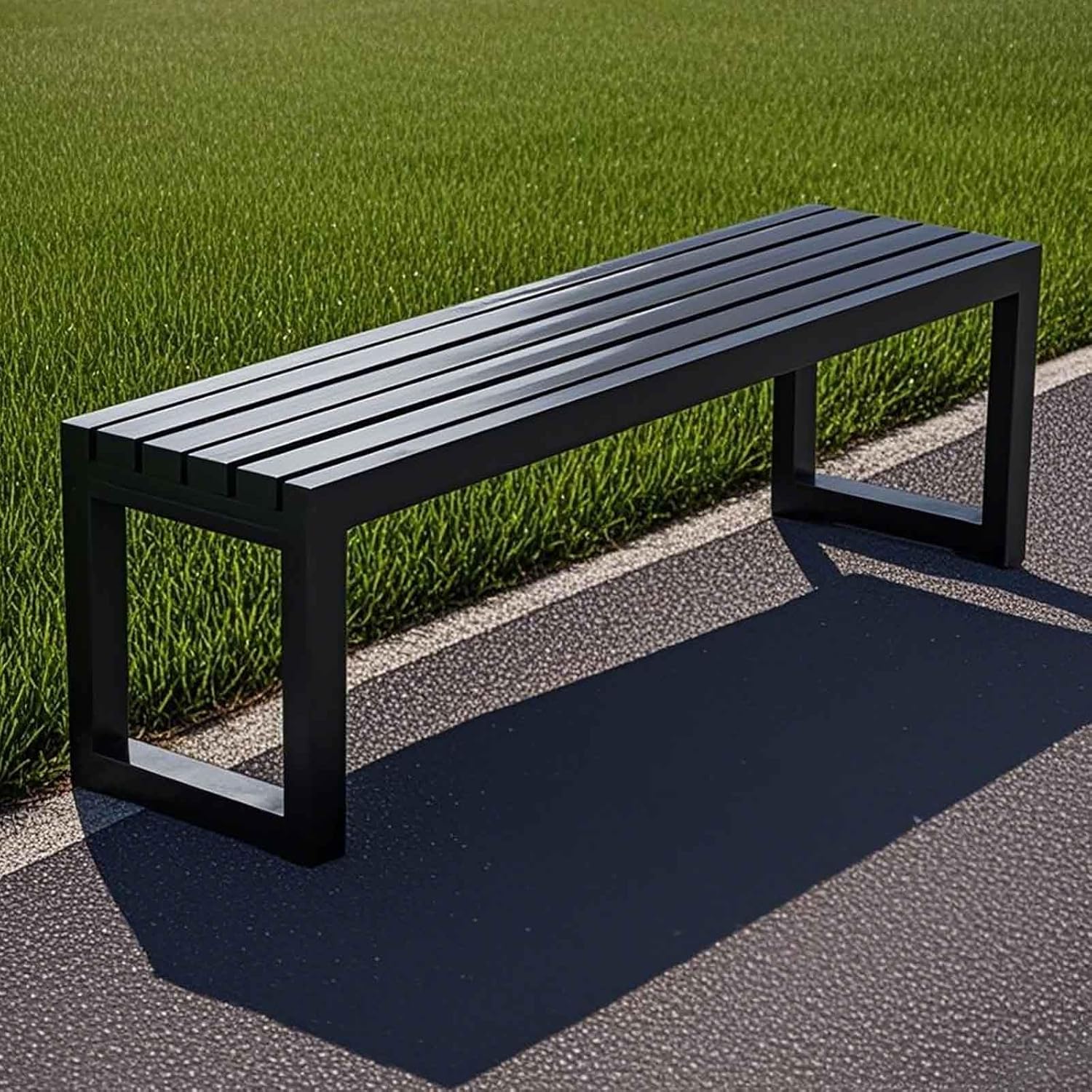 Metal Garden Bench 1.5m Outdoor Park Backless Patio Seat Black
