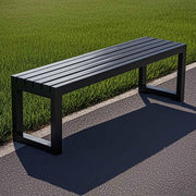 Metal Garden Bench 1.8m Backless Outdoor Park Patio Seat Black