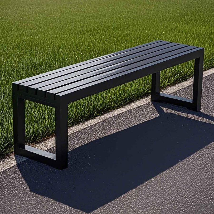 Metal Garden Bench 1.2m Backless Outdoor Park Patio Seat Black