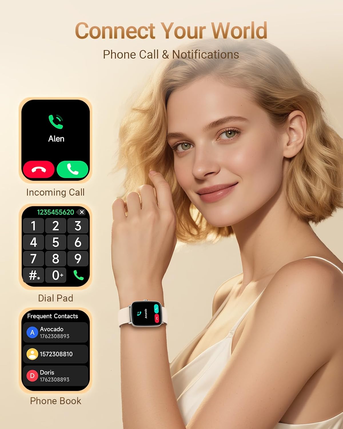 Unisex Smart Watch Bluetooth Call 1.85 Fitness Tracker