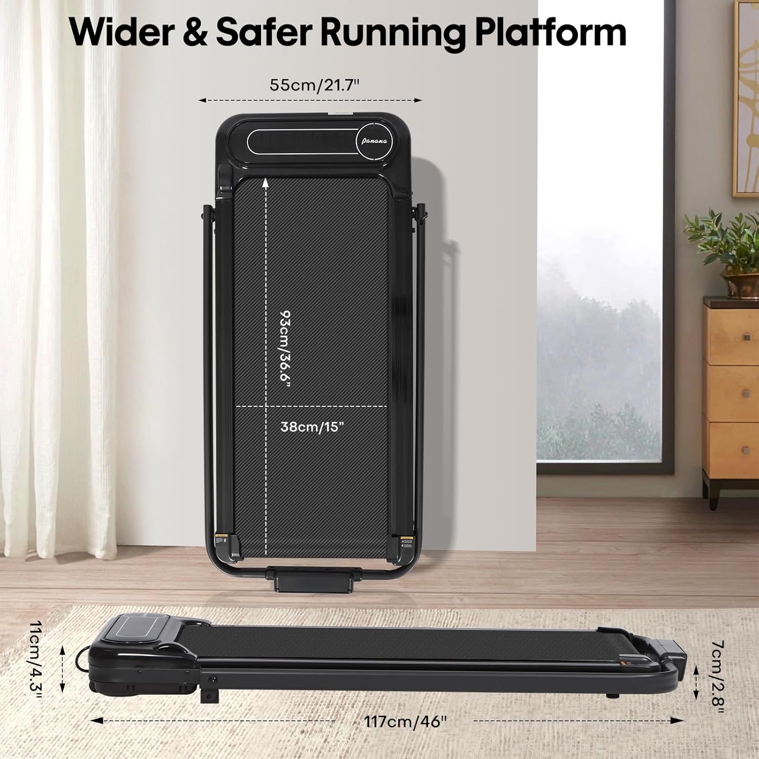 Folding Incline Treadmill Walking Pad Under Desk Running Machine