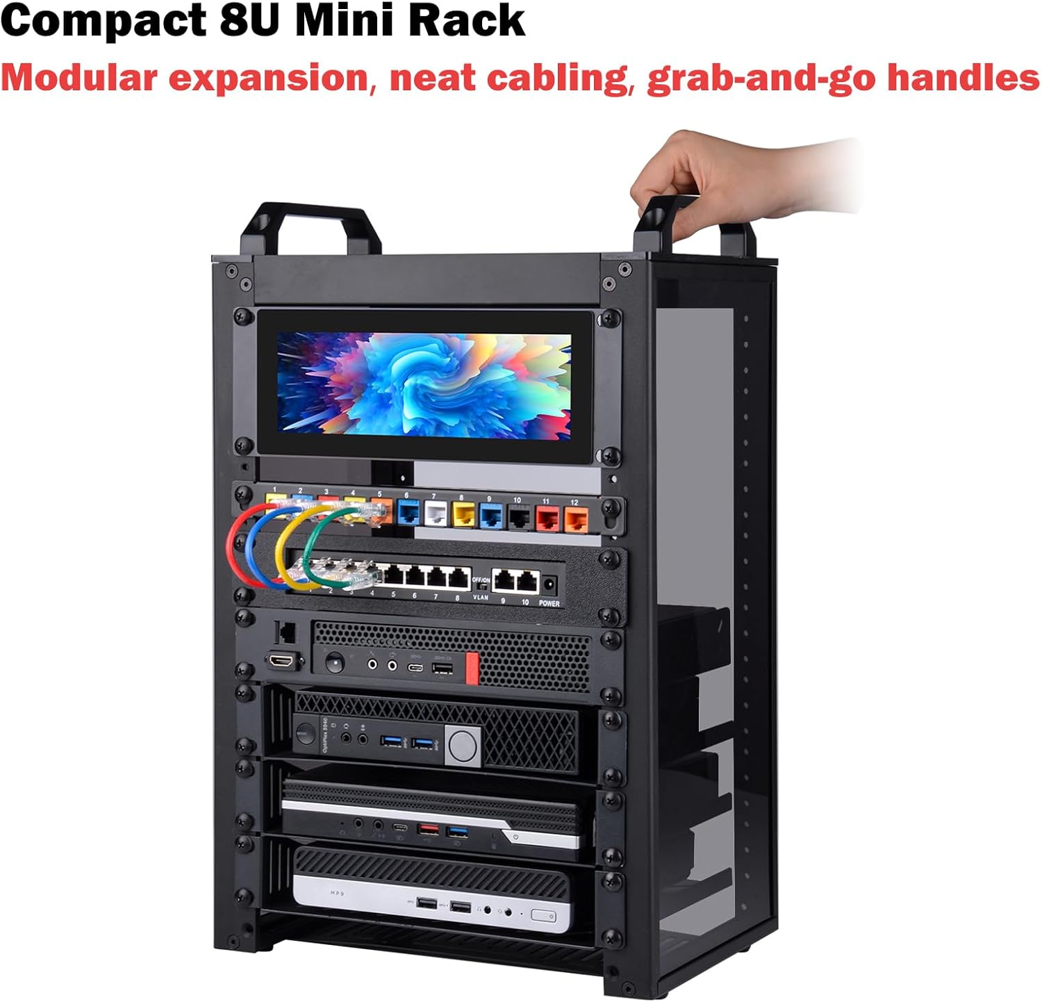 10 Inch 8U Mini Server Rack Cabinet Black