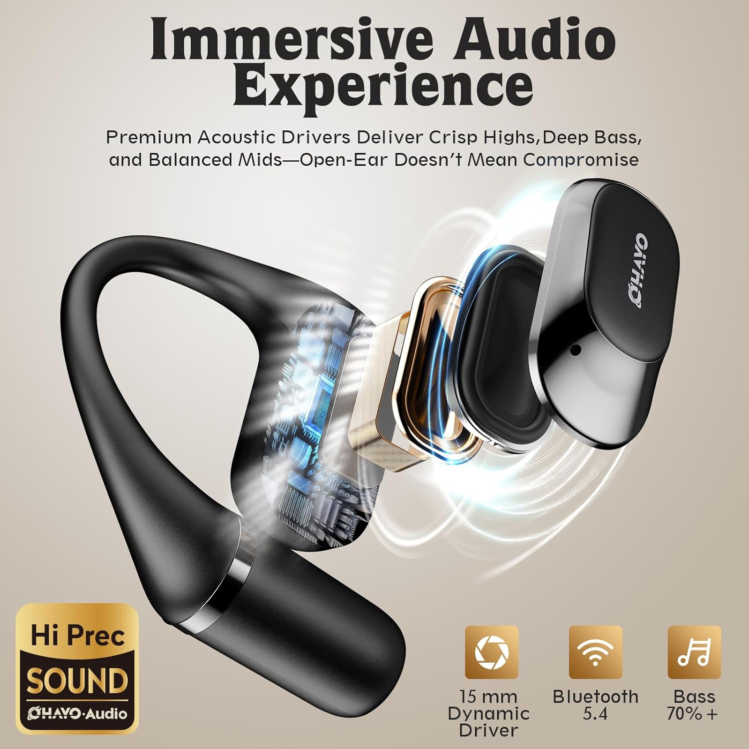 Open Ear Bluetooth Sport Headphones Ear Hook ENC Mic 40H Battery