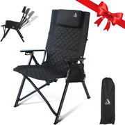 High Back Reclining Camping Chair 4 Position Black