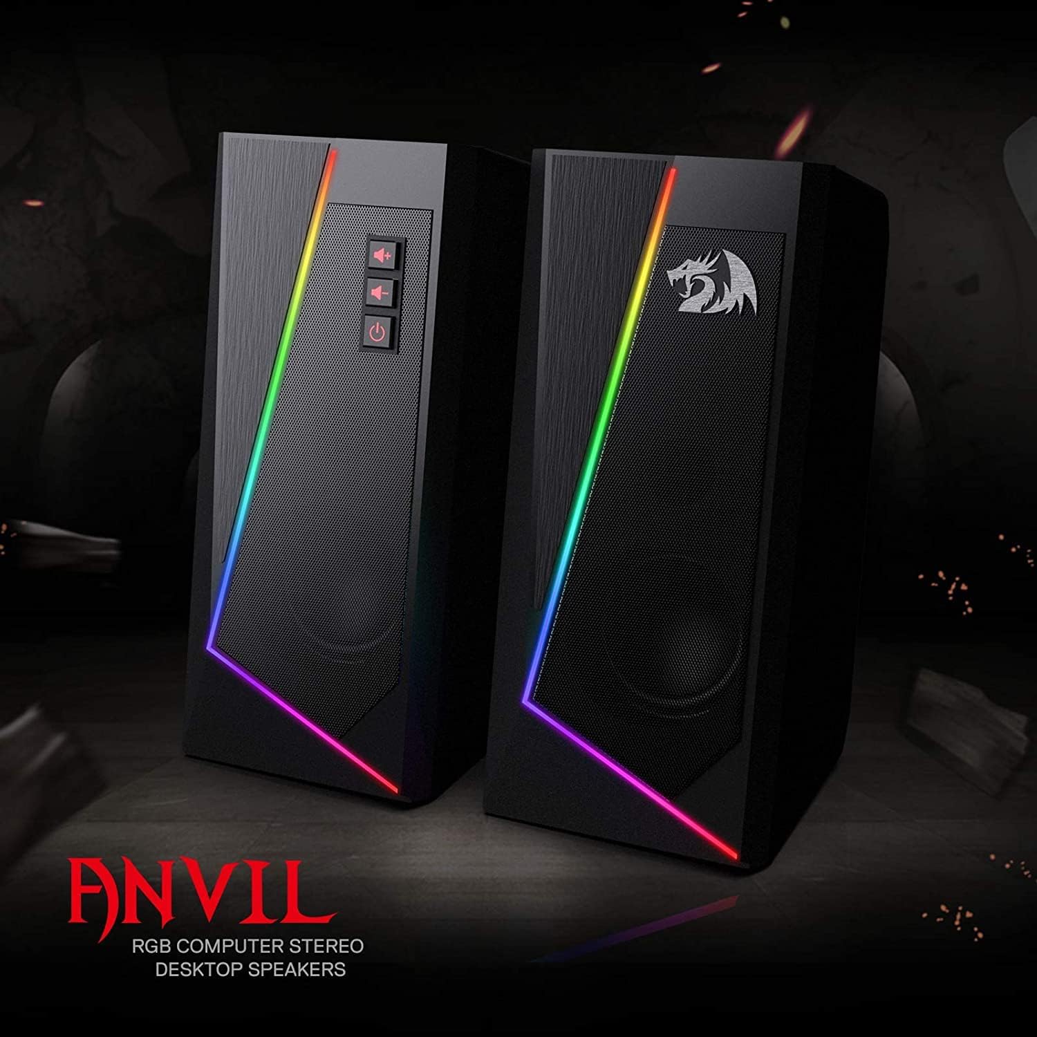 PC RGB Speakers Stereo Desktop USB 3.5mm Gaming Audio Bass