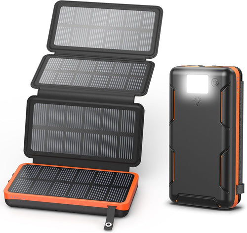 25000mAh Solar Power Bank Foldable Panels USB C Fast Charge