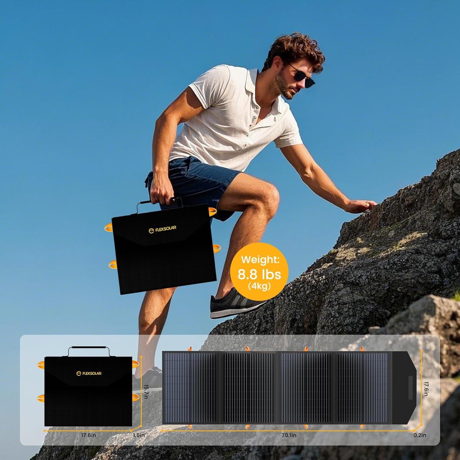 120W Foldable Solar Panel Charger USB-C Portable Camping Power