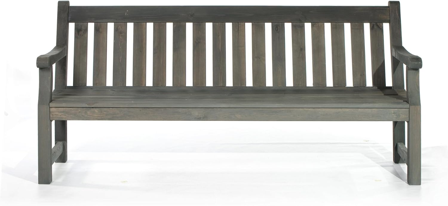 183cm Wooden Garden Bench 4 Seater Heavy Duty Park Seat Dark Grey